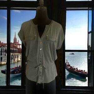 White House Black Market Olive Travel Top, Size XS